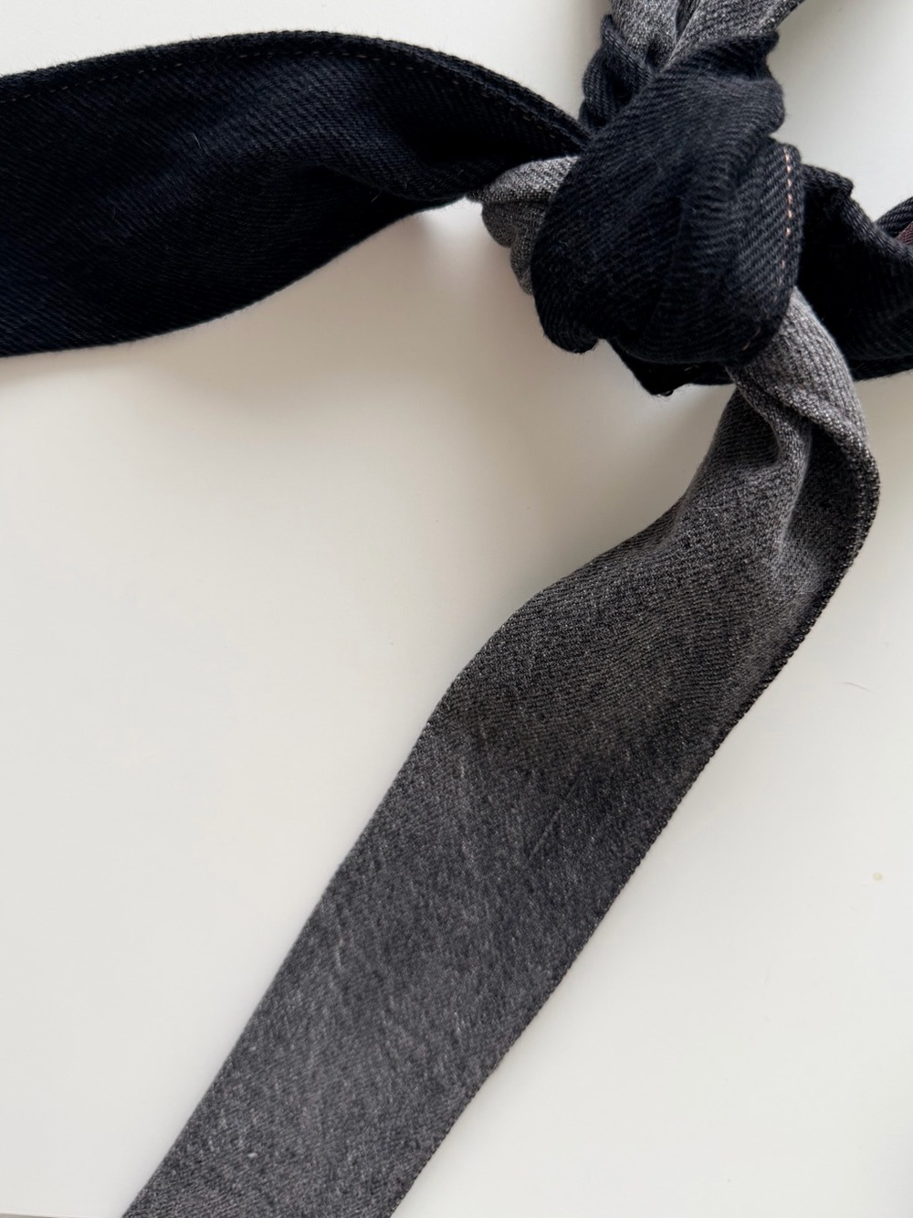 Handmade Upcycled Black Gray Patchwork Denim Hobo Shoulder Bag Adjustable Tie - Picture 4 of 7